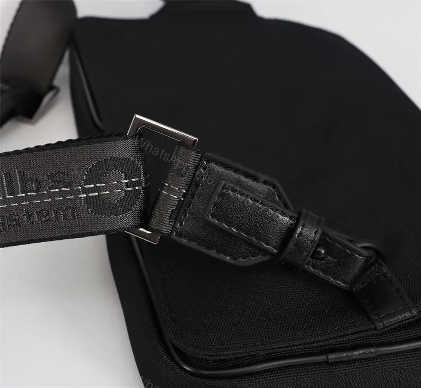 View 3 of Black Nylon Belt Bag: Two-Pocket, Hands-Free Utility