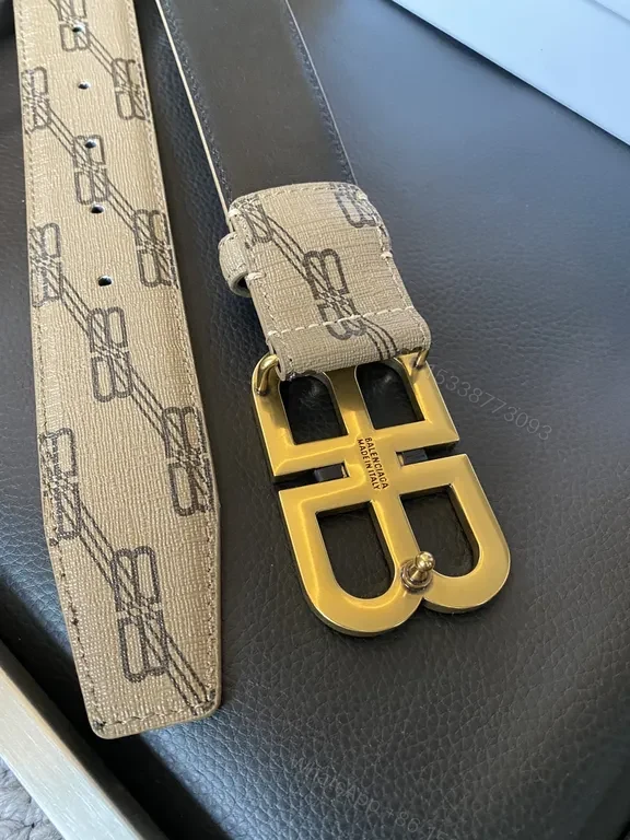 View 8 of Taupe Calfskin Monogram Belt â€” Gold Buckle, Designer-Inspired Luxury