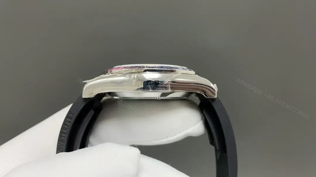 View 5 of Rolex Daytona Rainbow White Gold replica 40MM Rubber Strap Edition RLX-DAYTONA-RAINBOW-SKELETON-43MM