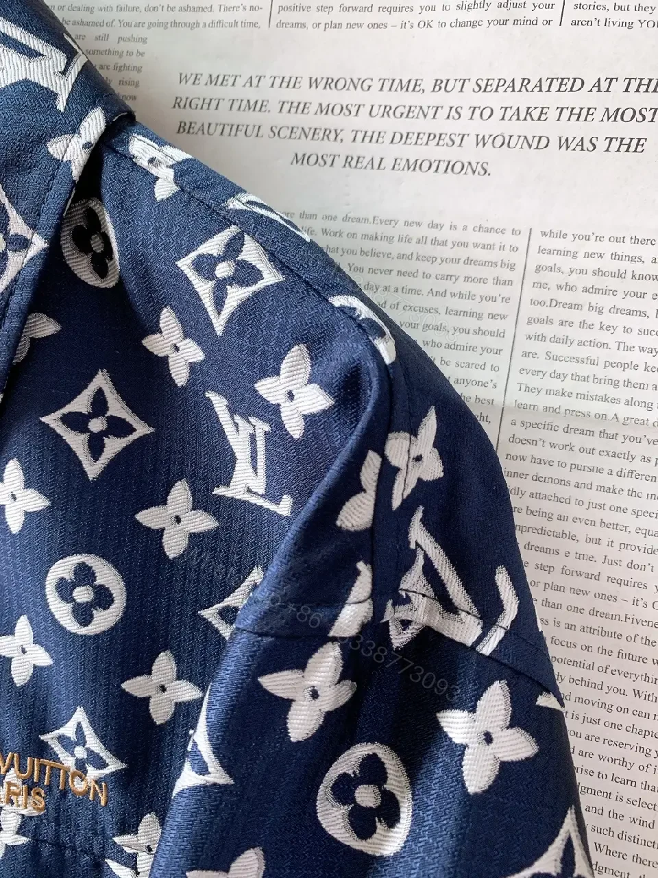 View 3 of Patterned Denim Jacket with Monogram Motif - Street-Chic Statement