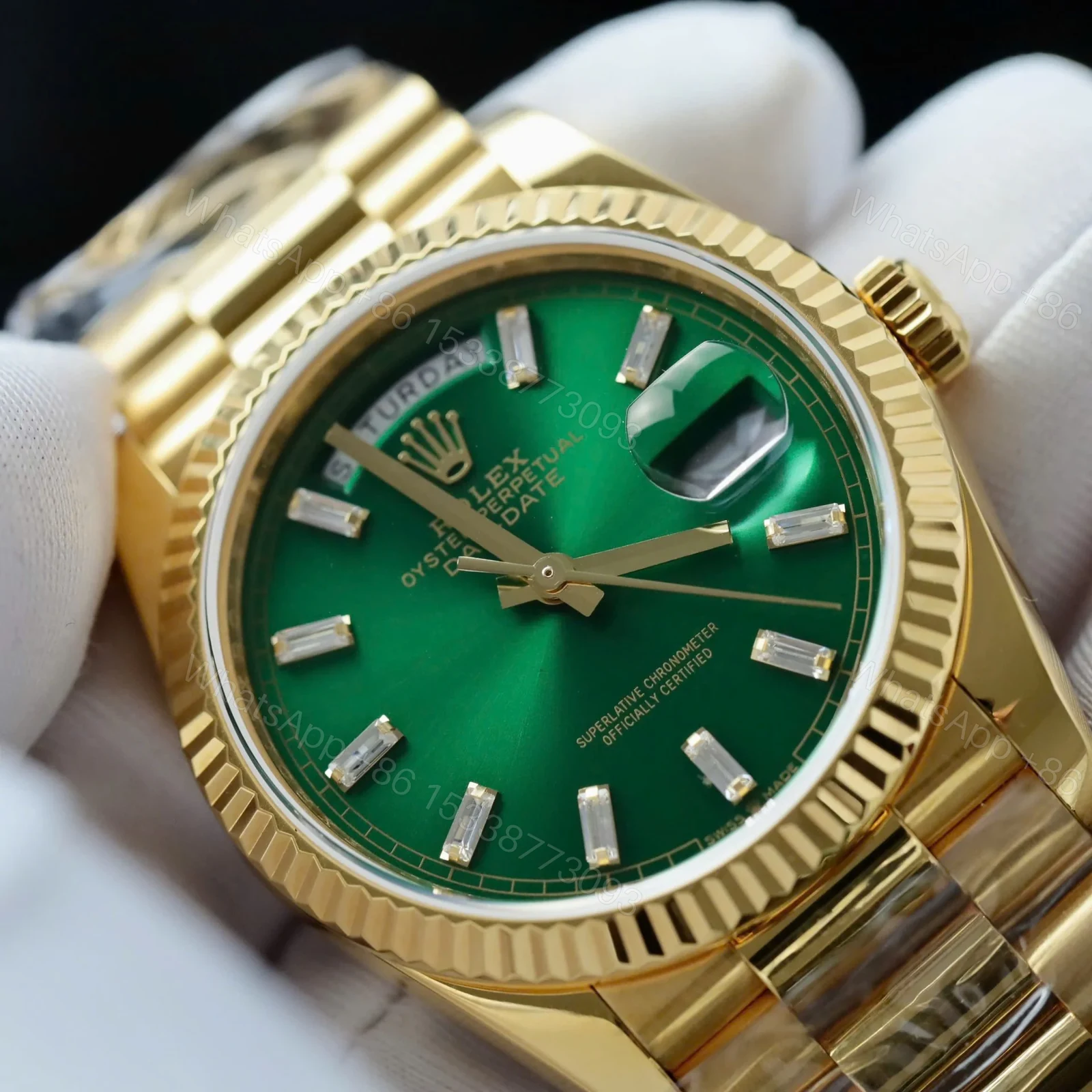 View 4 of Replica Rolex Day-Date II Green Dial 128238 36 mm
