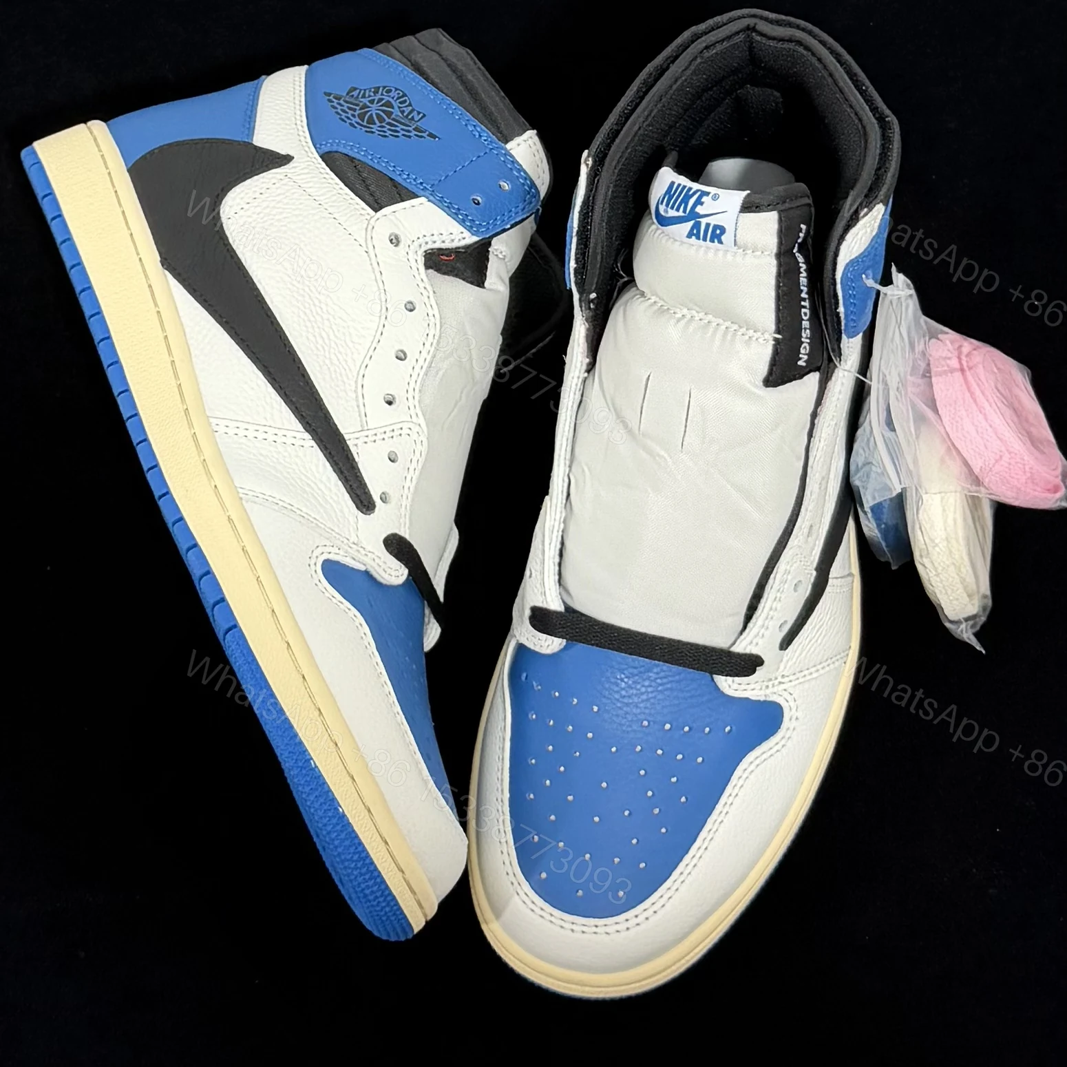 View 8 of Travis Scott × Fragment × Air Jordan 1 High OG TS SP “Military Blue” Reps