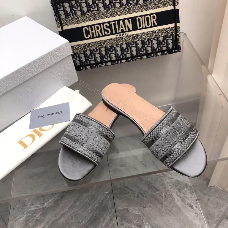View 4 of Metallic Knit Luxe Slides: Dior Signature Comfort Slip-Ons