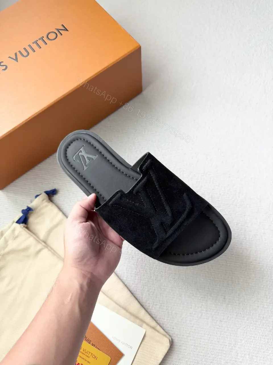 View 10 of Black Suede Slide | Luxe Casual, Contoured Comfort, Signature Detailing