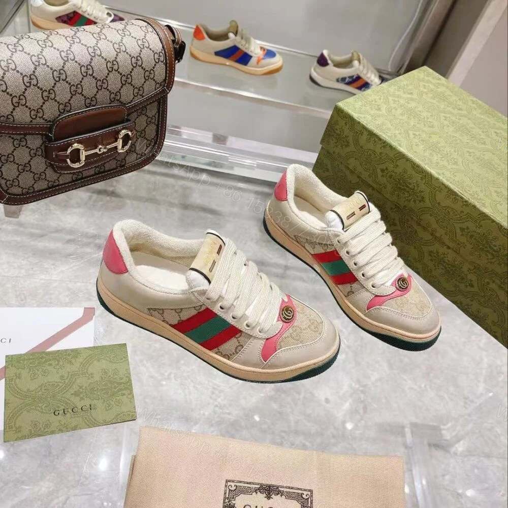 View 3 of Gucci GG Screener Distressed GG Canvas Pink