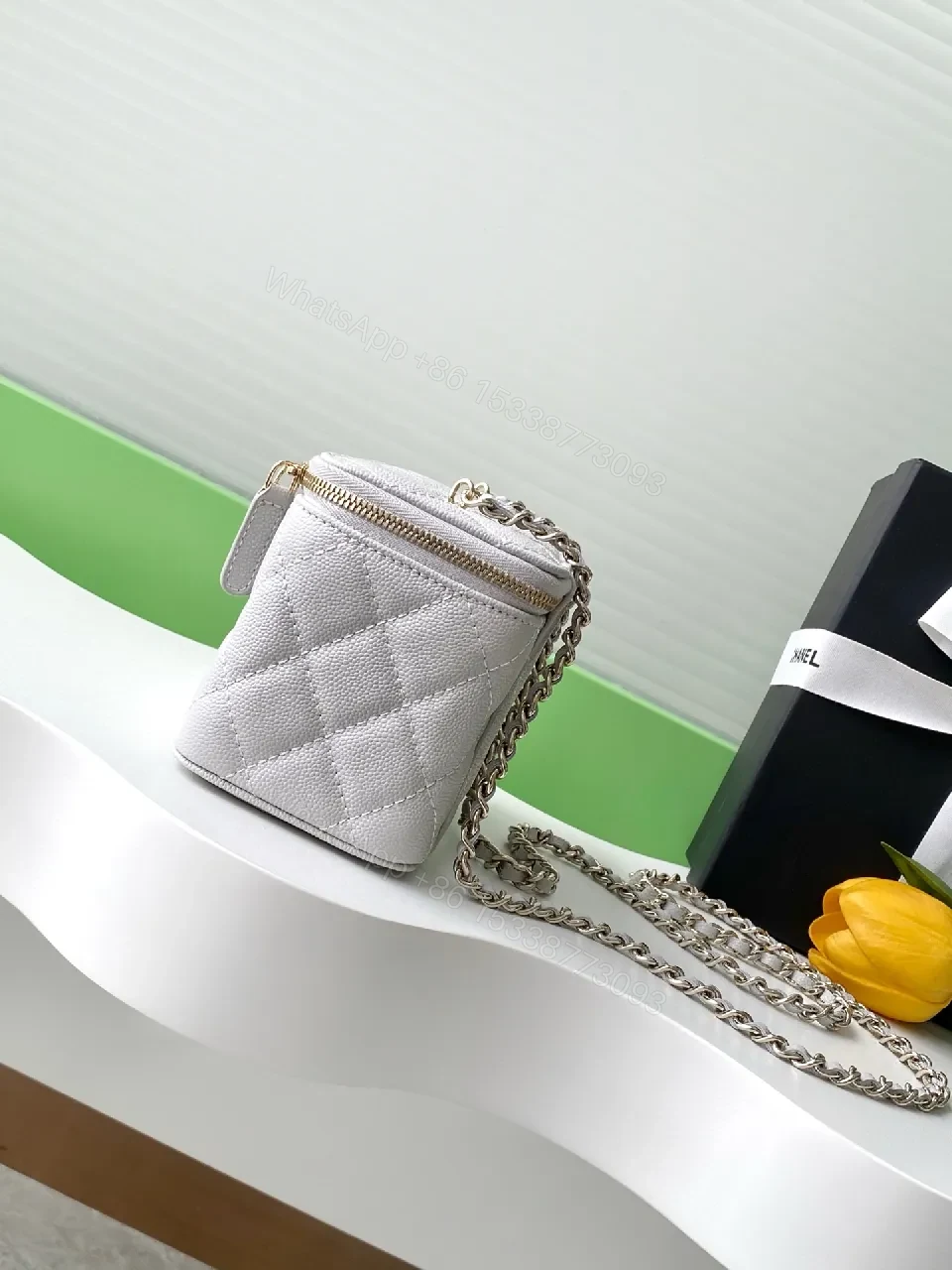 View 4 of Quilted Box Bag: Gold Hardware, Crossbody Style, Chic