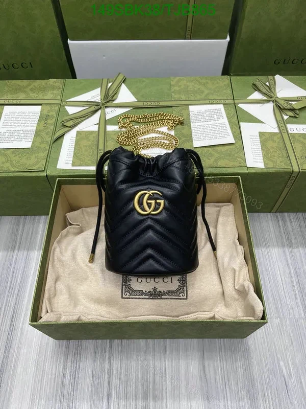 View 4 of Gucci Red Matelassé Leather Mini Bucket Bag 575163
