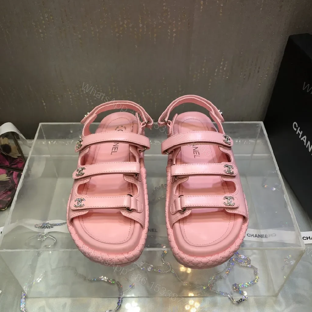 View 6 of Soft Pink Leather Sandals: Velcro- strap Chic Comfort