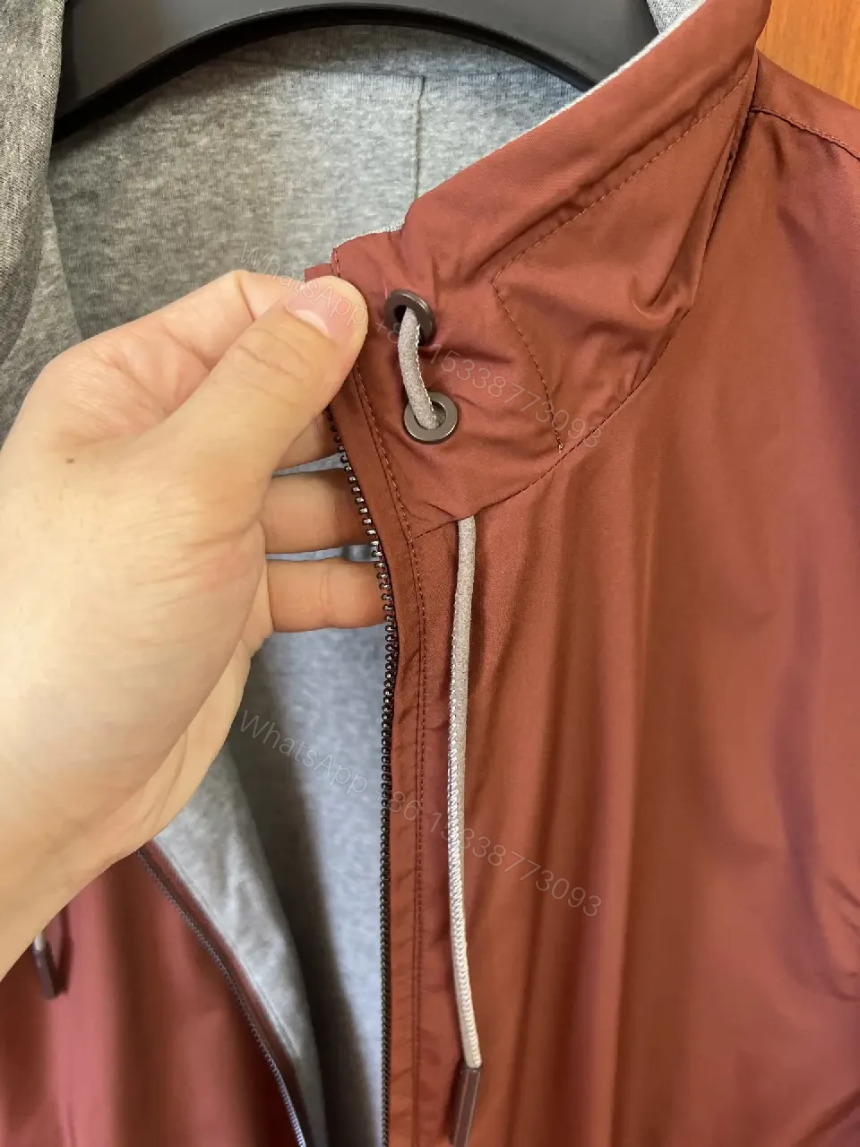 View 12 of Olive Lightweight Windbreaker Jacket with Hooded Zip-W Rolled-Edge