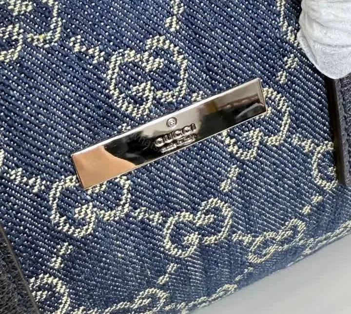 View 8 of Gucci Small Boston Dark Blue Denim Bag