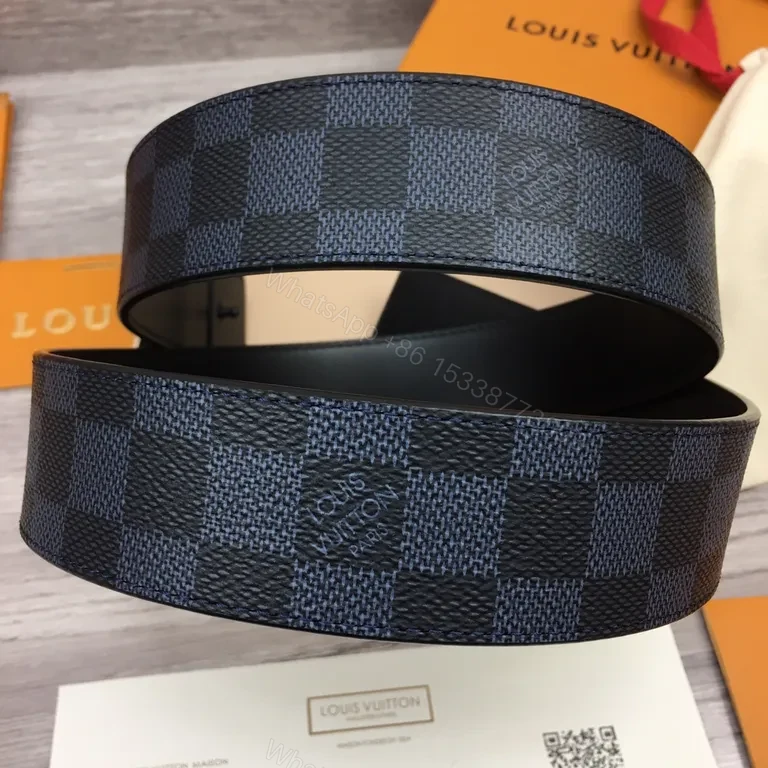 View 7 of Damier Graphite Belt: Luxury Palladium LV Buckle, 3cm