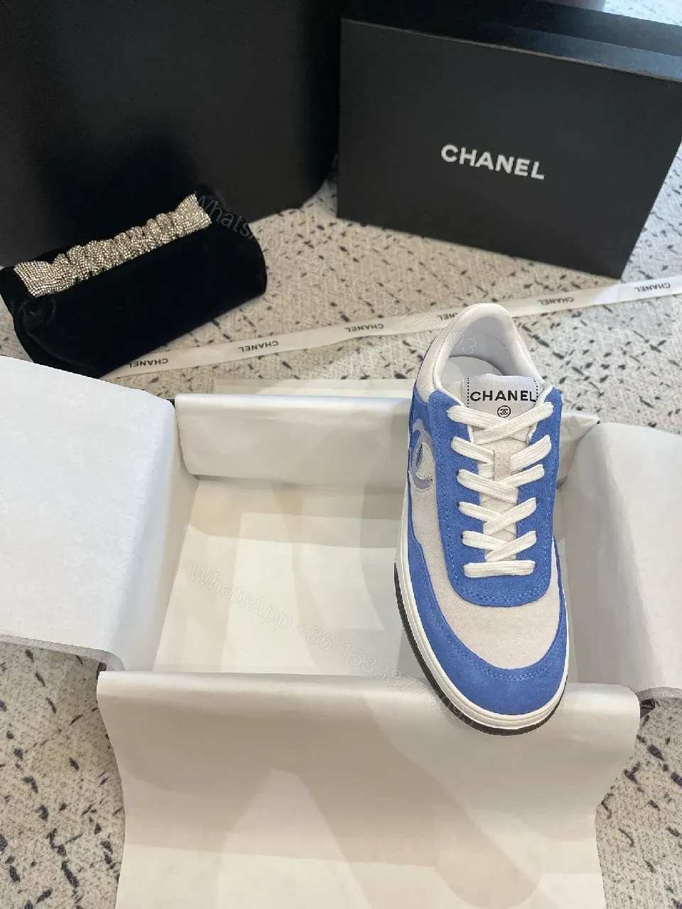 View 8 of Blue Suede & Textile Luxe Sneaker: Modern, Cushioned Comfort