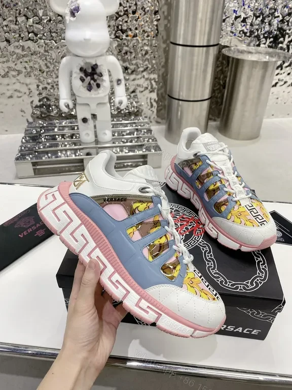 View 2 of Bold Color-Block Versace Sneakers: Couture Craftmanship