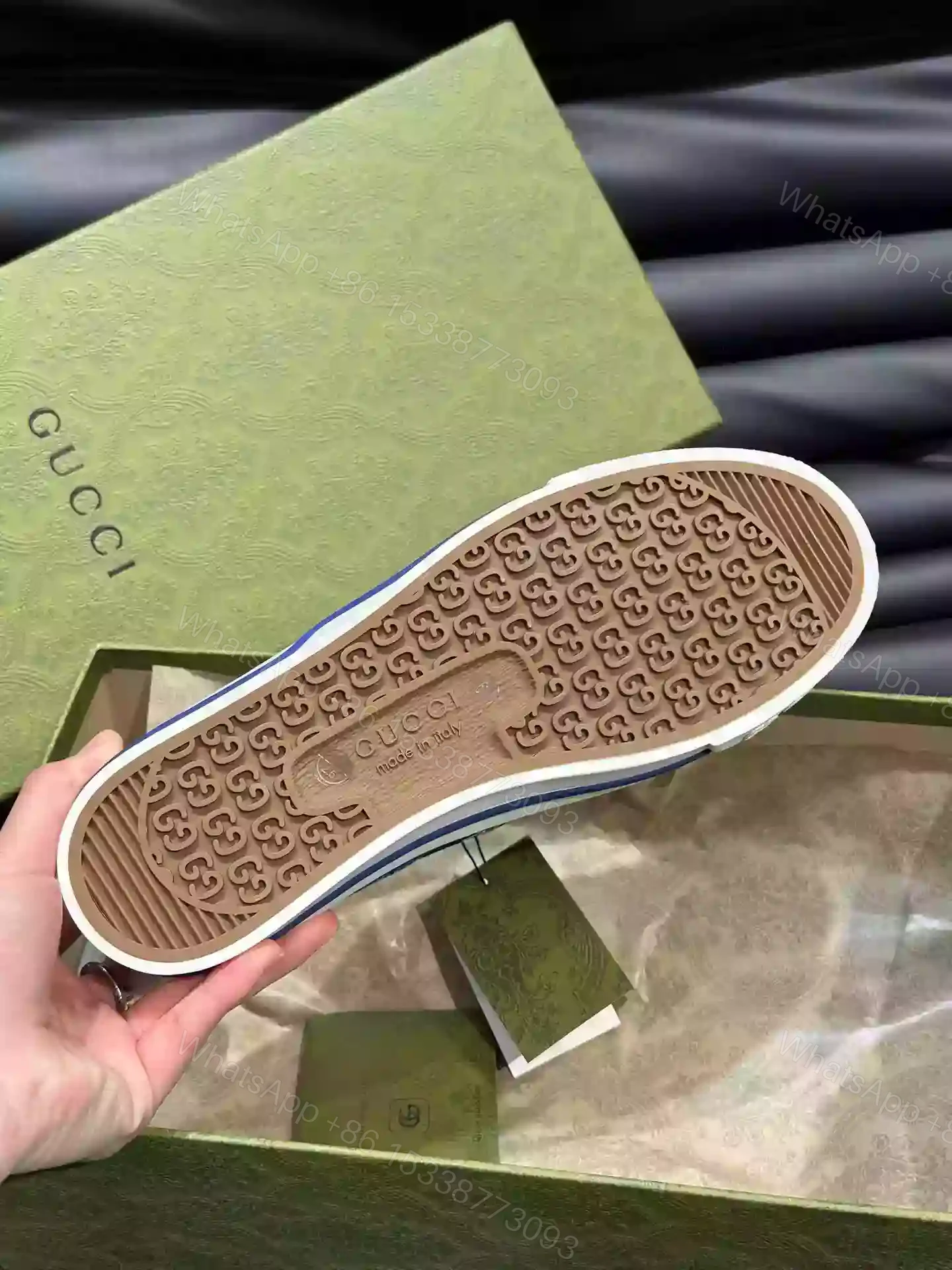 View 9 of GUCCI TENNIS 1977 SHOES SNEAKERS IN BEIGE/BLUE – GC281