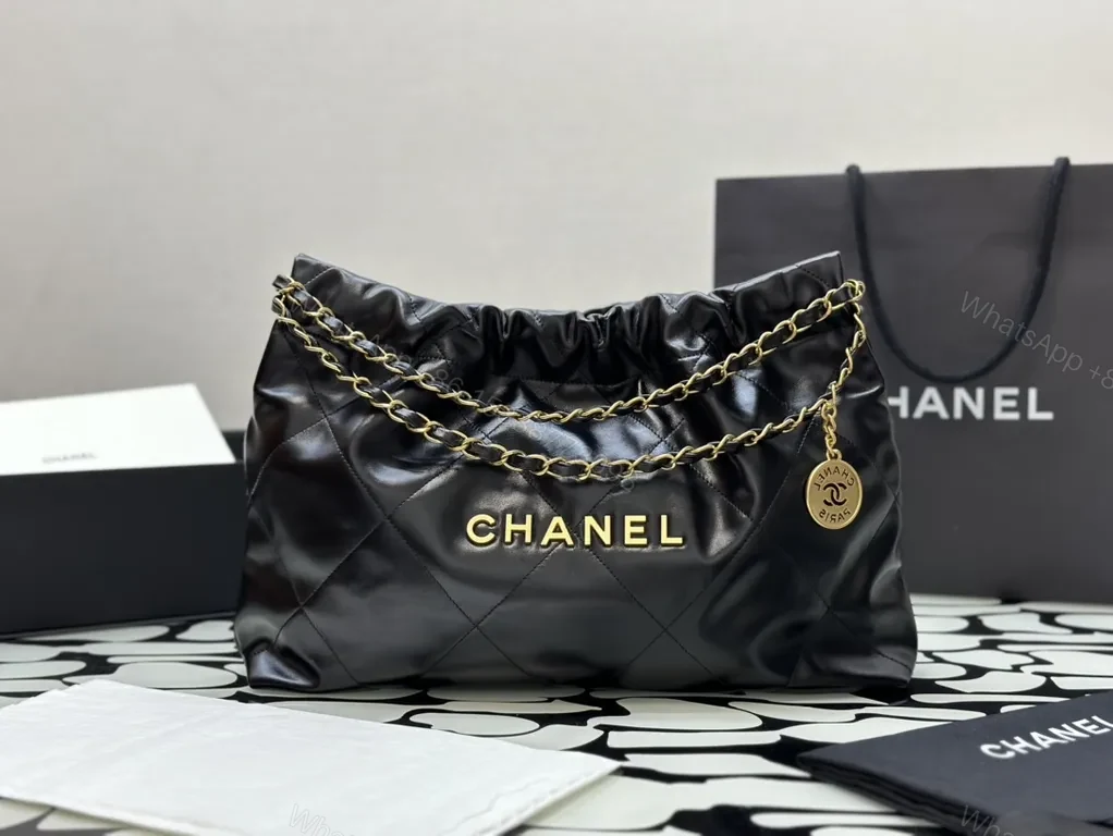 View 4 of Chanel Quilted Black Leather Shoulder Bag with Gold Chain - Luxury Everyday Carry