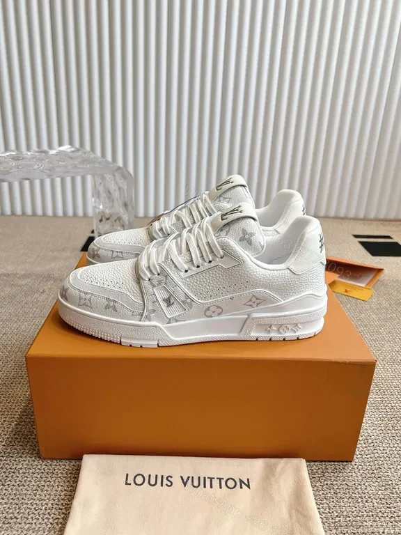 View 7 of Sleek Monogram-Accent White Sneakers: Luxury Comfort Sneakers
