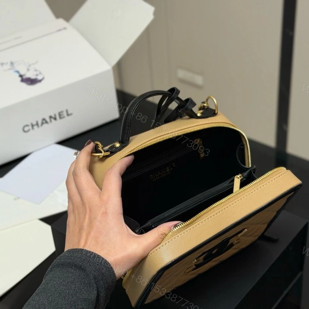 View 3 of Chanel CC Filigree Medium Vanity Case Beige 21Cm