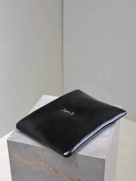 View 5 of Refined Black Patent Clutch â€” YSL Emblem, Luxe Night