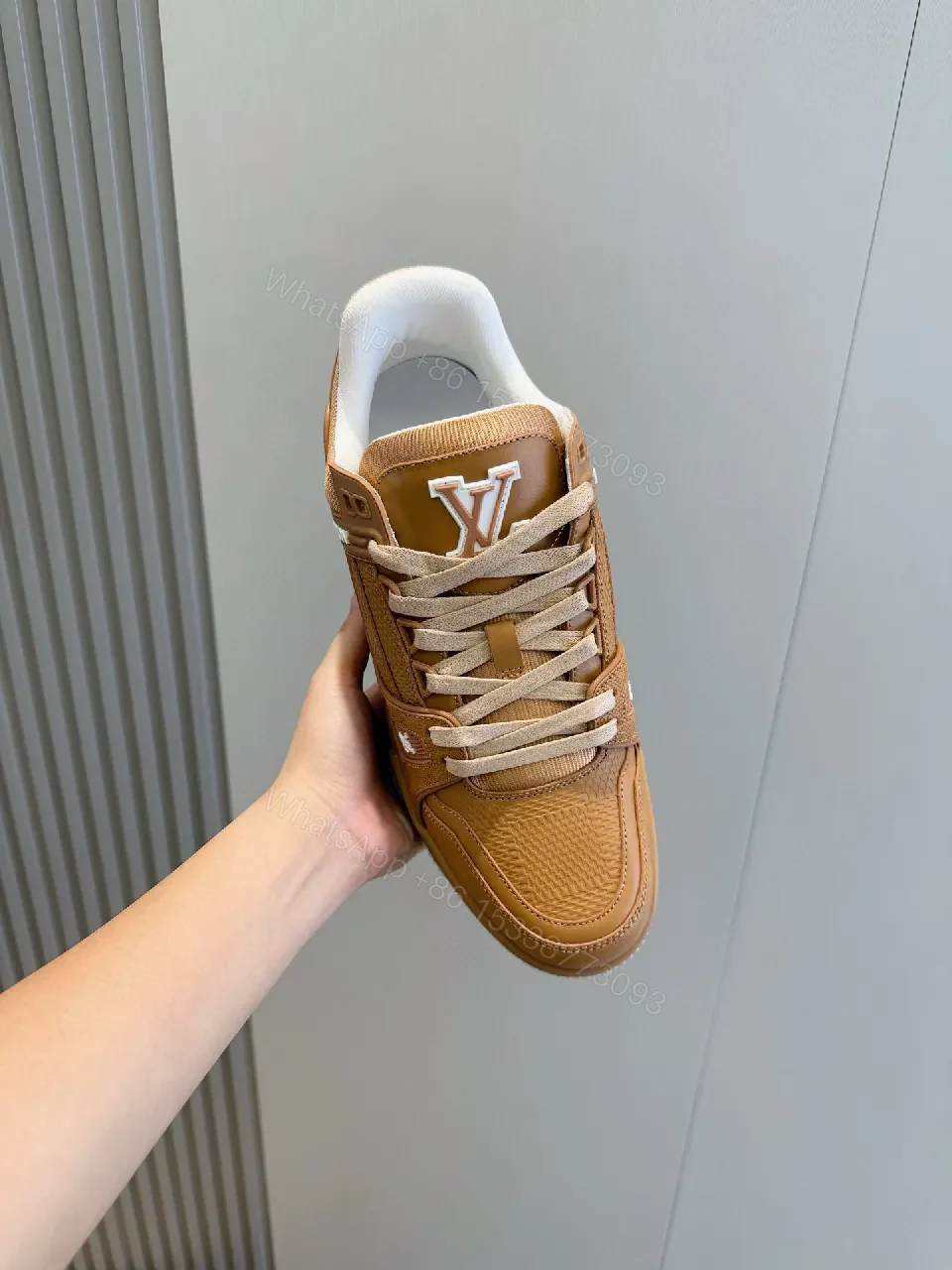 View 8 of Brown Textured Leather Sneakers - Luxe Casual Comfort