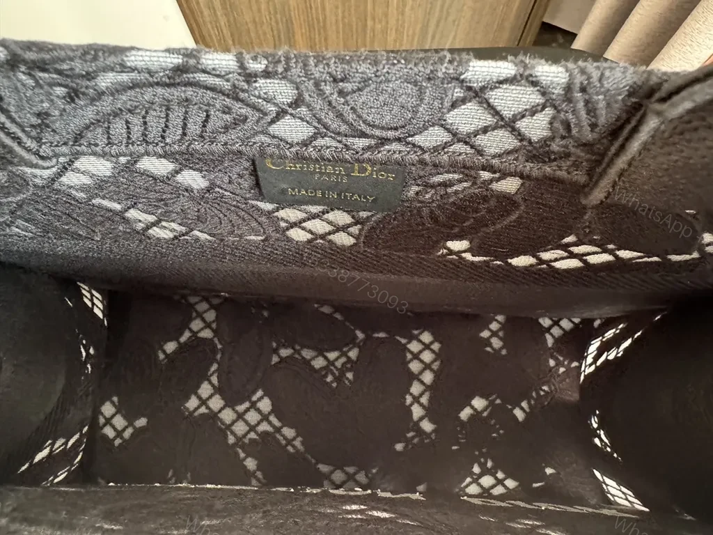 View 4 of Black Lace Dior Paris Tote: Luxe Statement Designer Bag