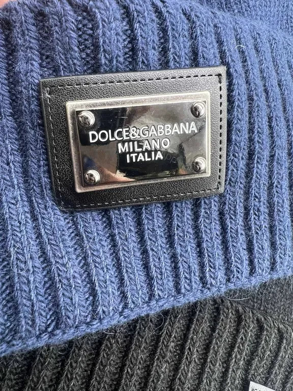 View 9 of Navy Knit Beanie with D&G Plaque - Ultra-Warm, Refined Street Style