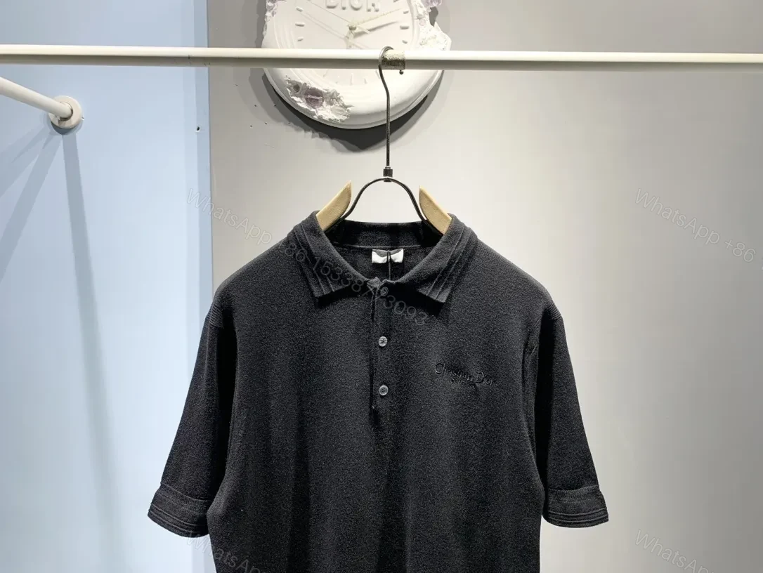View 10 of Dark Knit Polo: Subtle Monogram Detail, Elevated Everyday Wear