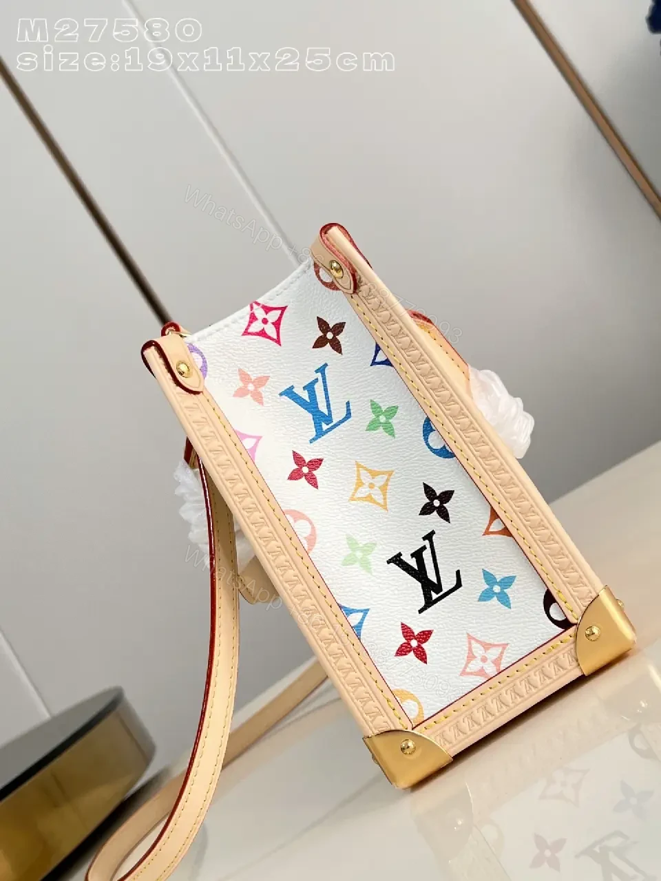 View 3 of Rainbow Monogram Satchel: Colorful Luxury, Structured Craftsmanship
