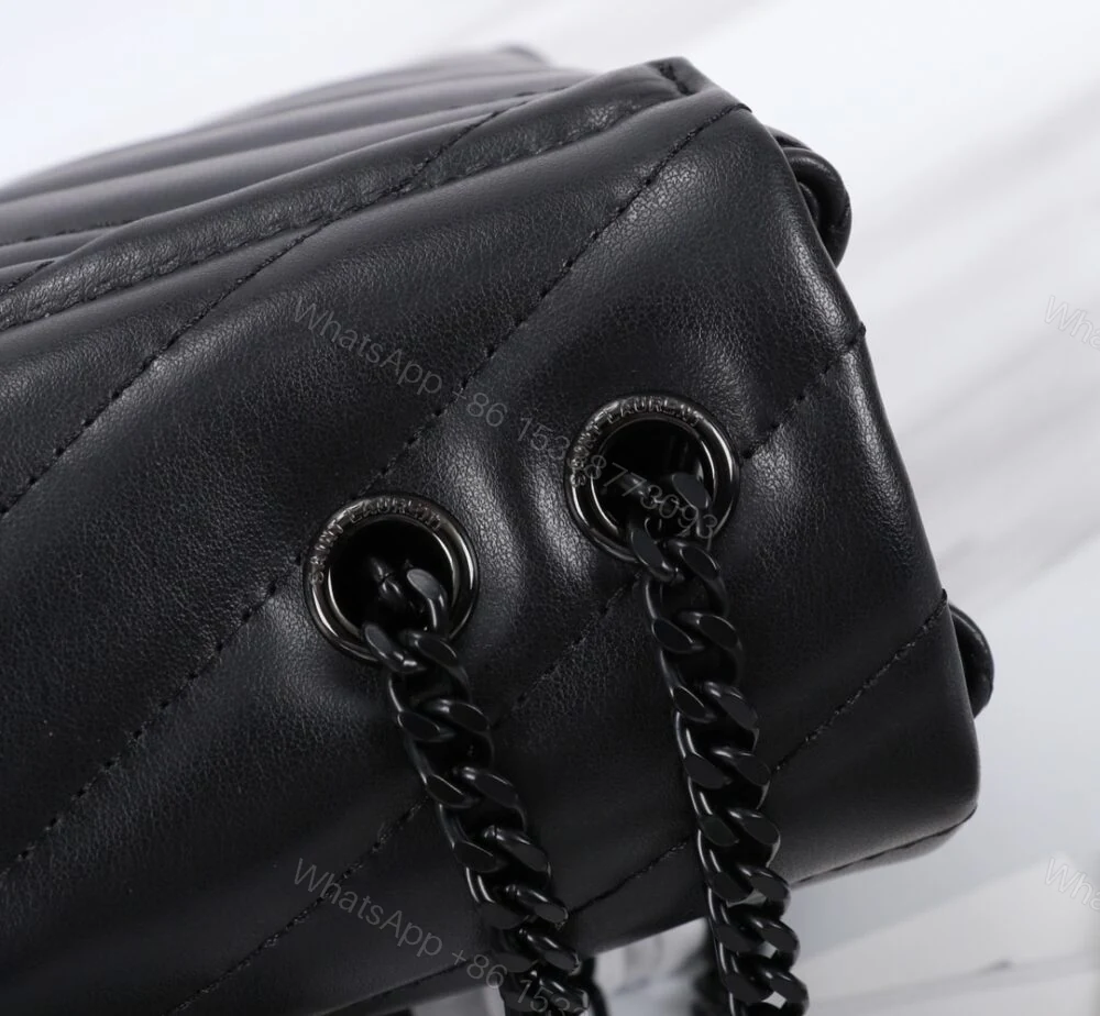 View 6 of Saint Laurent Loulou Small Chain Bag In Matelassé Y Black Noir 23Cm 494699DV7281000