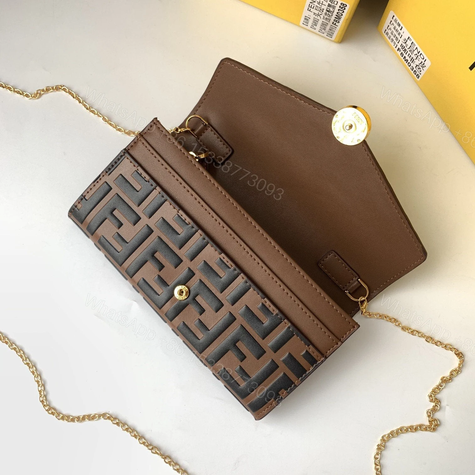 View 5 of Fendi Continental with Chain – Brown – Clutches