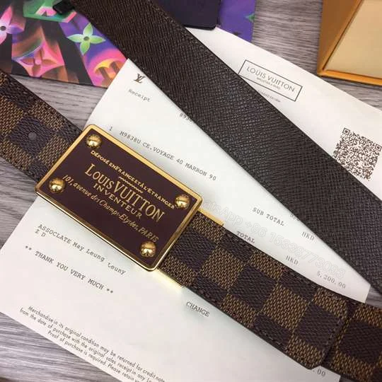 View 5 of LOUIS VUITTON INVENTEUR DAMIER EBENE/GRAPHITE BELT – B159