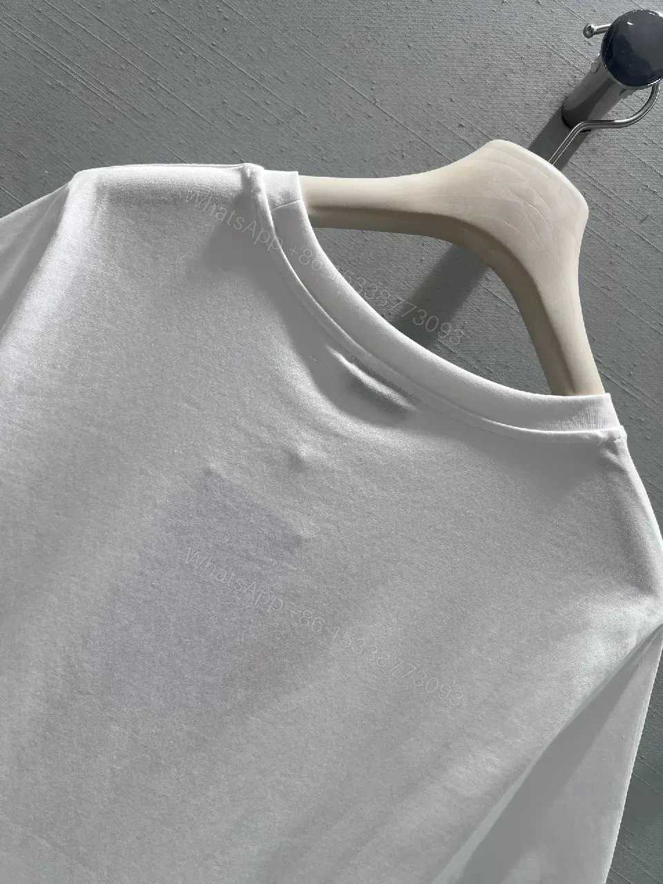 View 7 of White Cotton Tee: Subtle Heart Logo, Everyday Luxury, Men's/Women's