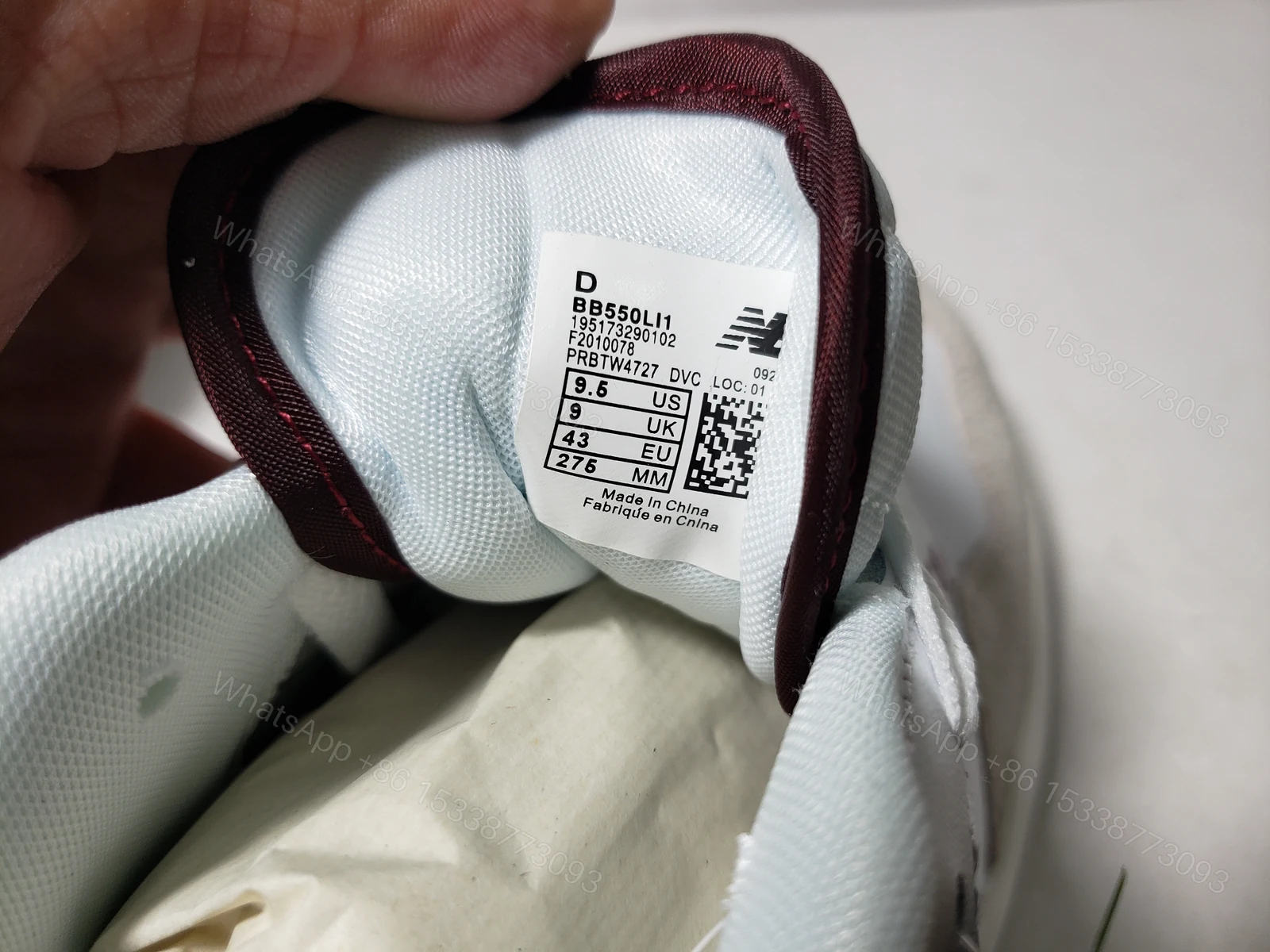 View 7 of New Balance 550 Sea Salt Burgundy BB550LI1