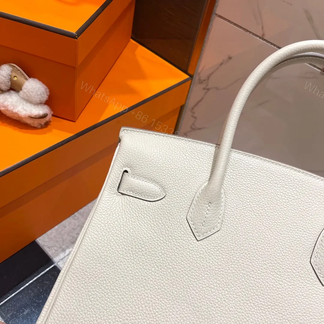 View 5 of HN 30CM WHITE TOGO LEATHER SILVER HARDWARE