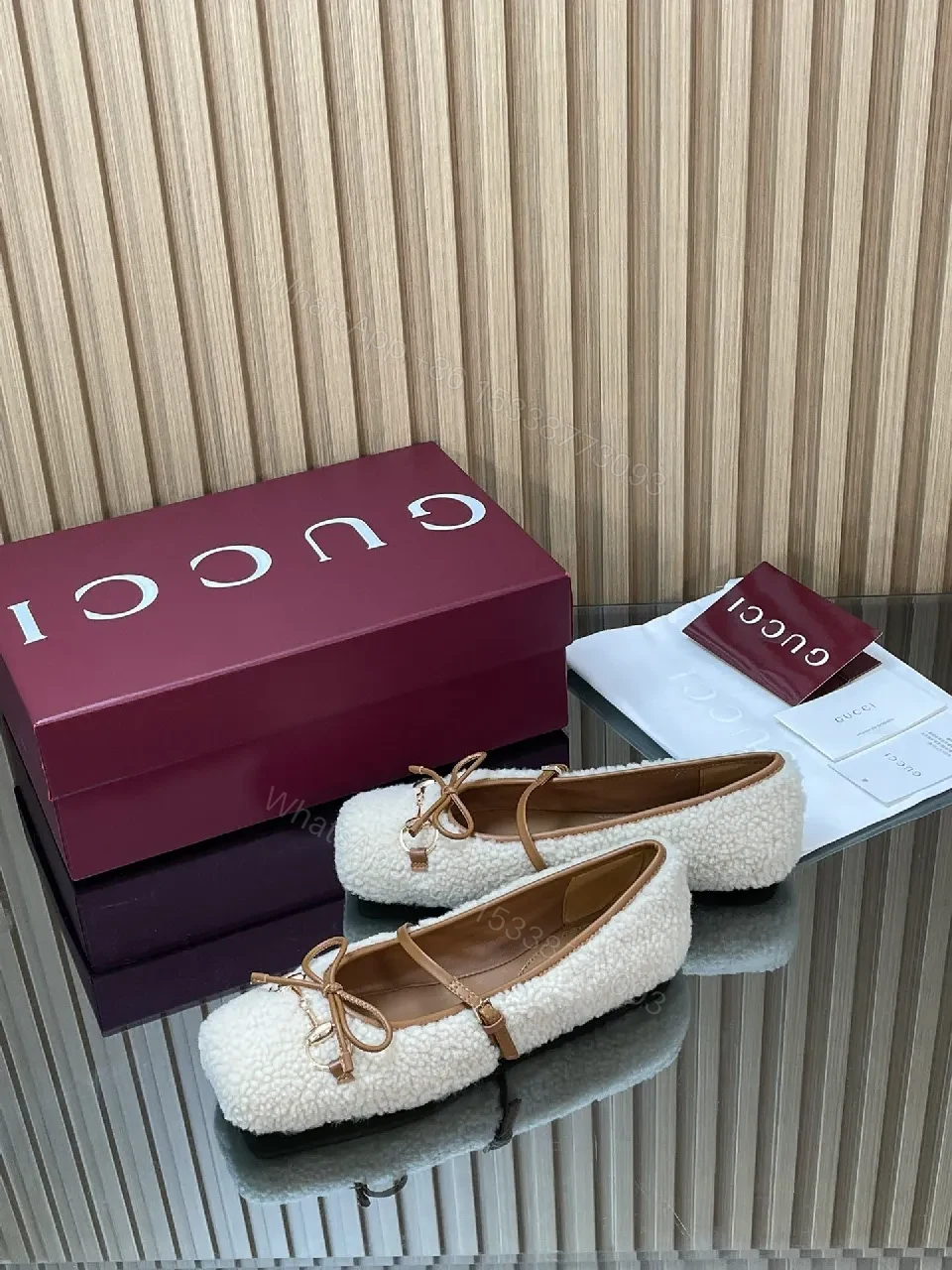 View 6 of Off-White Knit Mule with Leather Bow – Textured Comfort Shoes