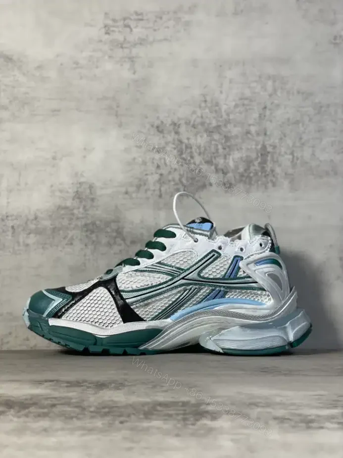 View 3 of BALENCIAGA RUNNER SNEAKER IN WHITE, GREEN AND BLUE MESH AND NYLON – BB268