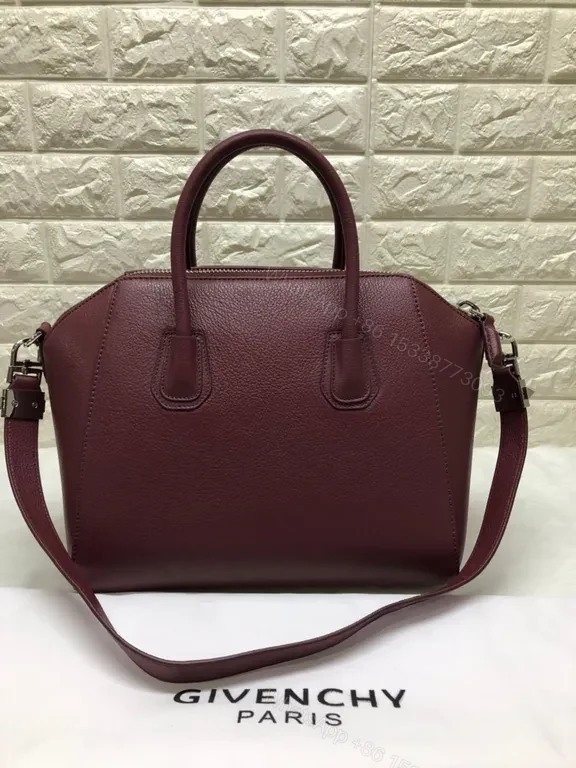 View 5 of Burgundy Pebbled Leather Handbag: Structured Luxury Tote