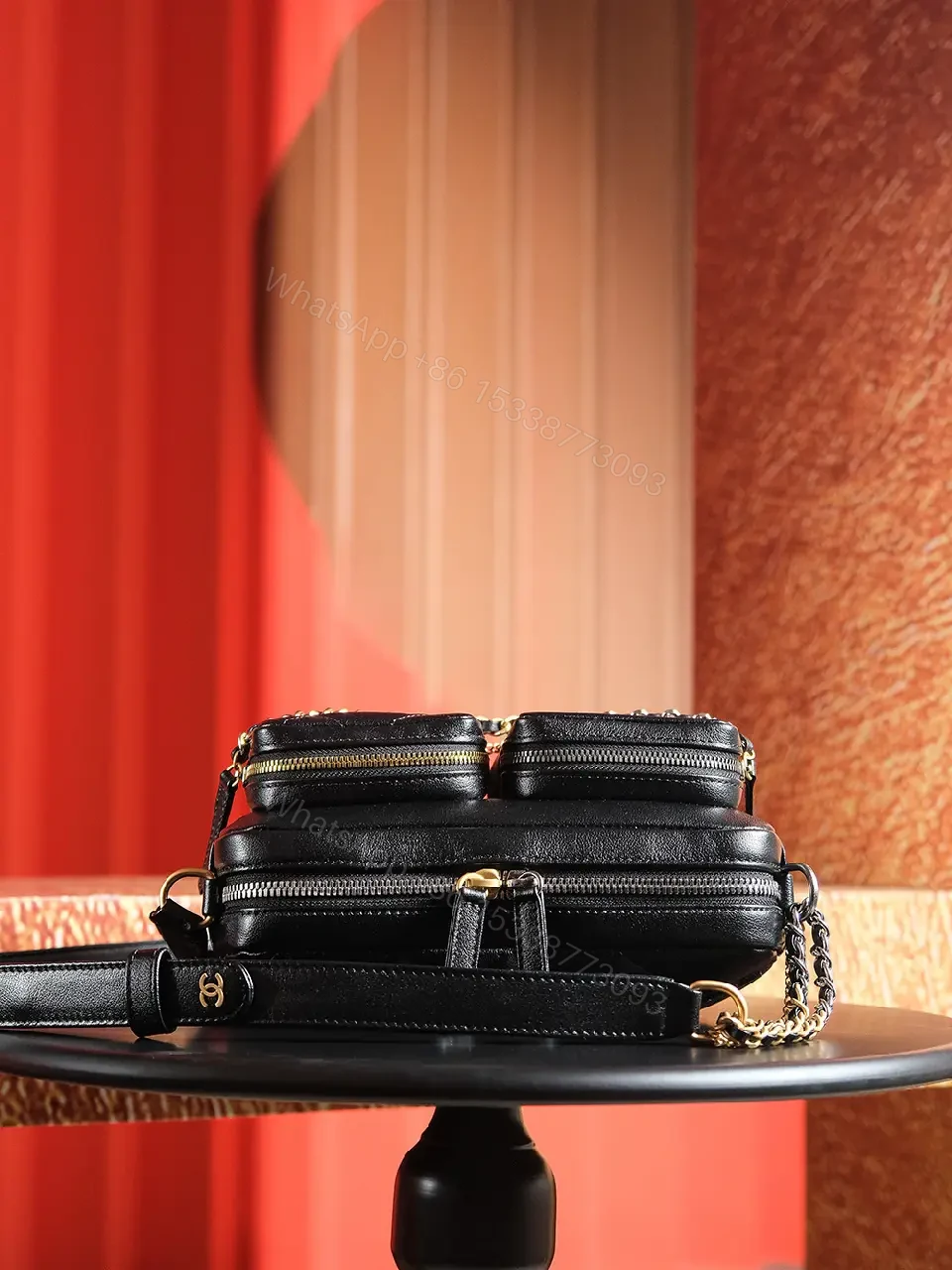 View 10 of Black Quilted Leather Camera Bag - Compact Luxury Ambience