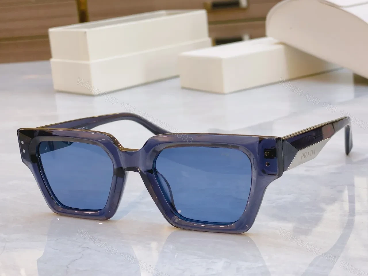 View 5 of Bold Shield Sunglasses with Translucent Gray Frame Difference
