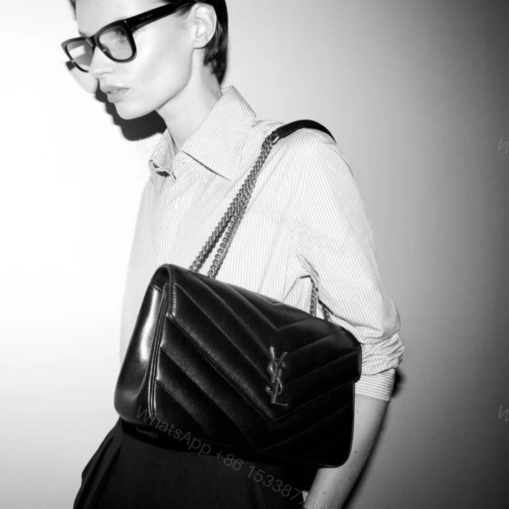 View 6 of Saint Laurent Loulou Medium Chain Bag Black 29Cm 801439AAEAX1000