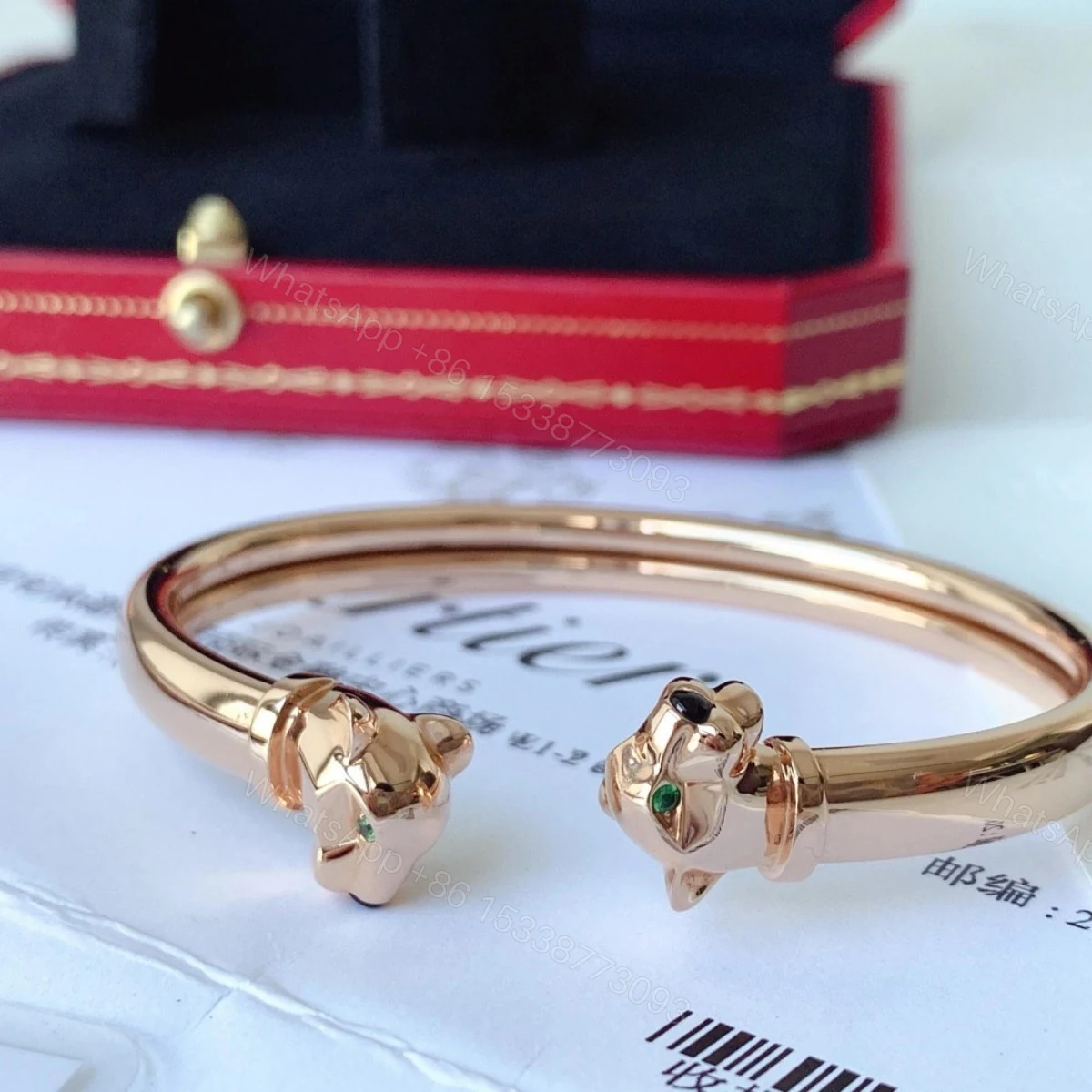 View 5 of 18K Rose Gold Panthere De Cartier Cuff Bracelet Vintage