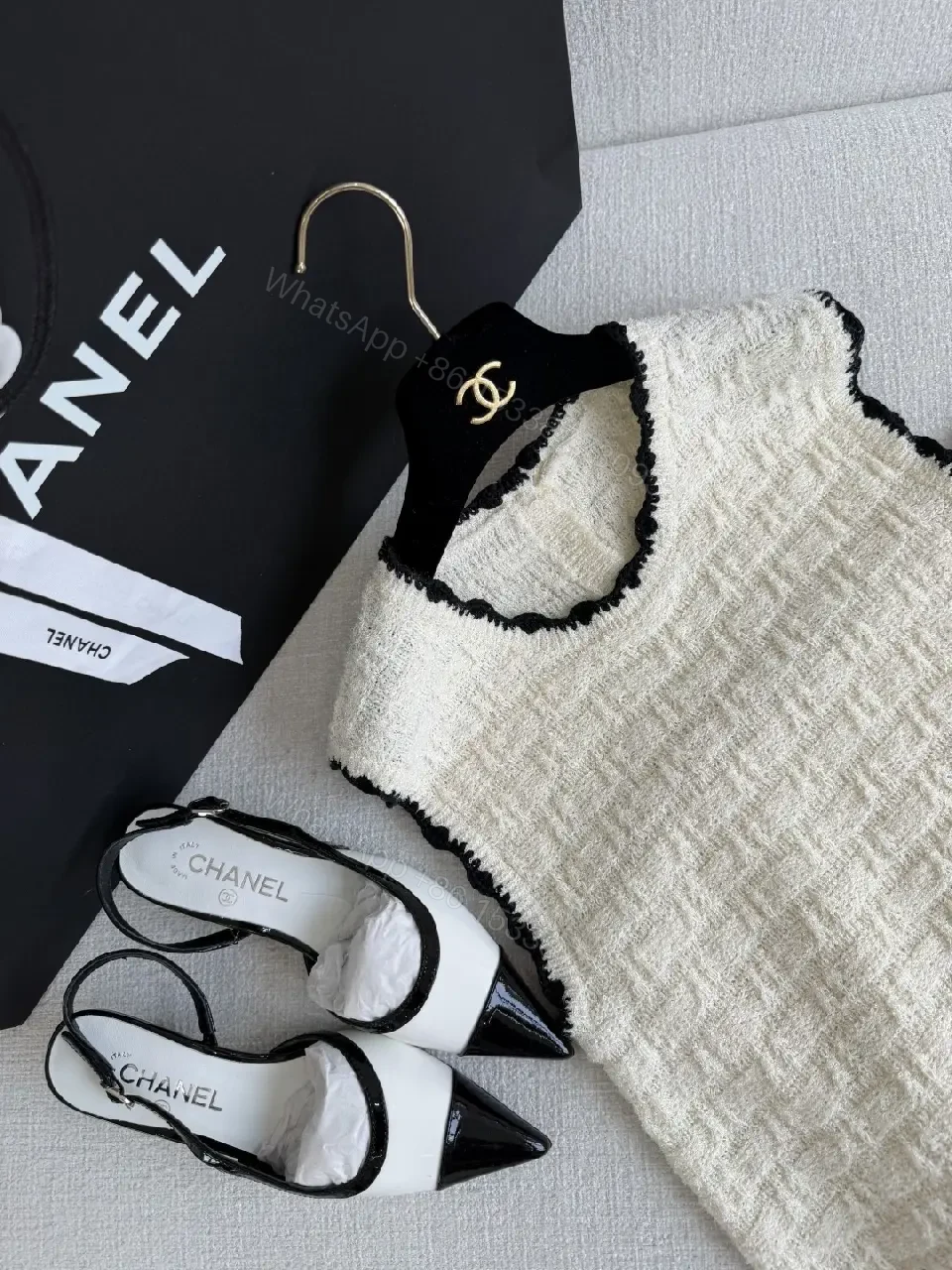 View 8 of Textured Knit Dress: Cream, Bouclé, Sleeveless, Luxe Trim, Midi Dress
