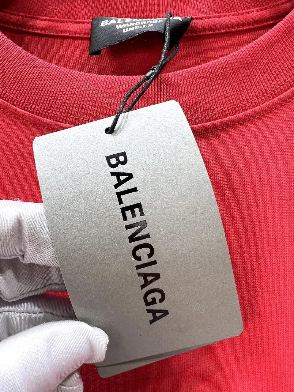 View 4 of Bold Red Jersey Tee: Subtle Logo, Casual Luxe Top