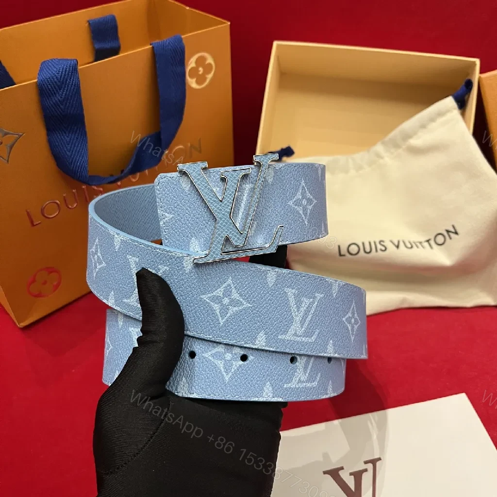Light-Blue Monogram Belt: Structured Luxury Everyday Elevation — view 1