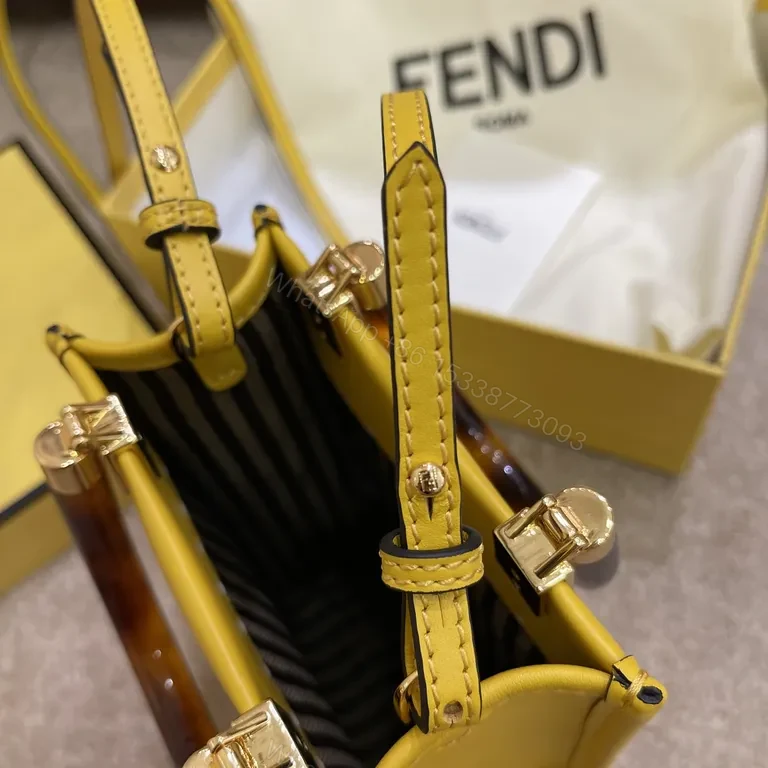 View 4 of Bold Yellow Mini Bag: Lux Gloss Leather, Fendi-Inspired
