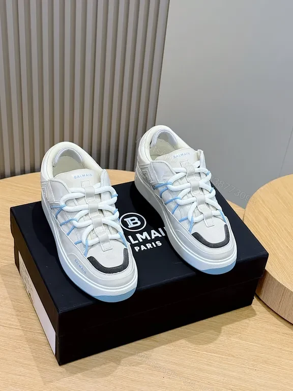 View 9 of White Balmain x Runner: Sculpted Paneling Sneakers