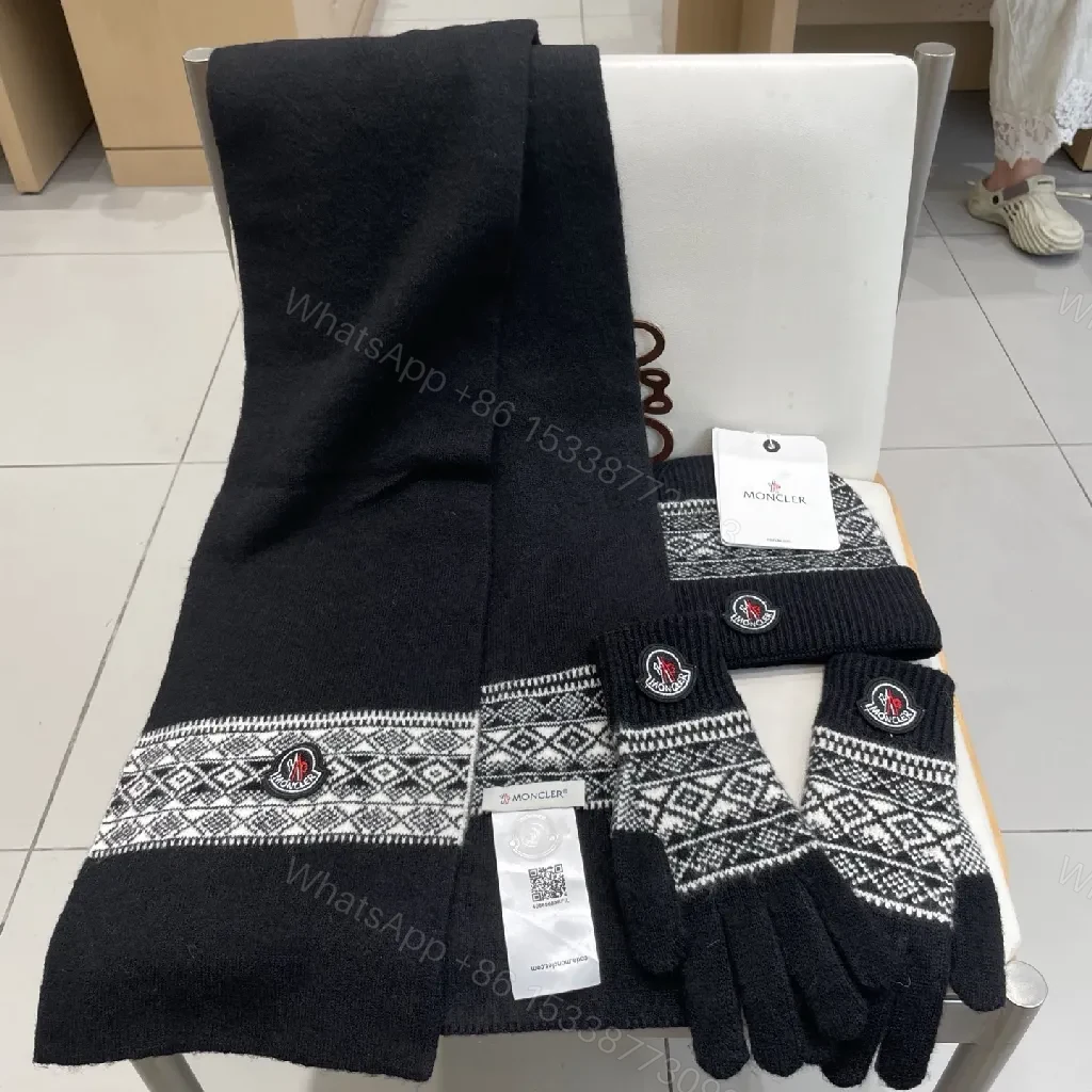 View 4 of Monochrome Knit Set: Premium Nordic-Patterned Warmth Accessories