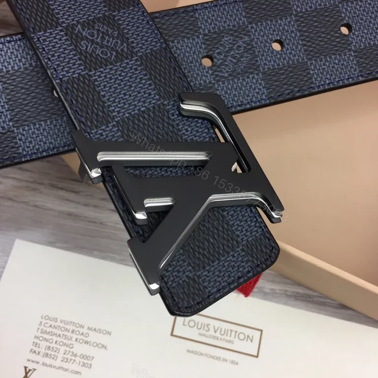 View 6 of Damier Graphite Belt: Luxury Palladium LV Buckle, 3cm