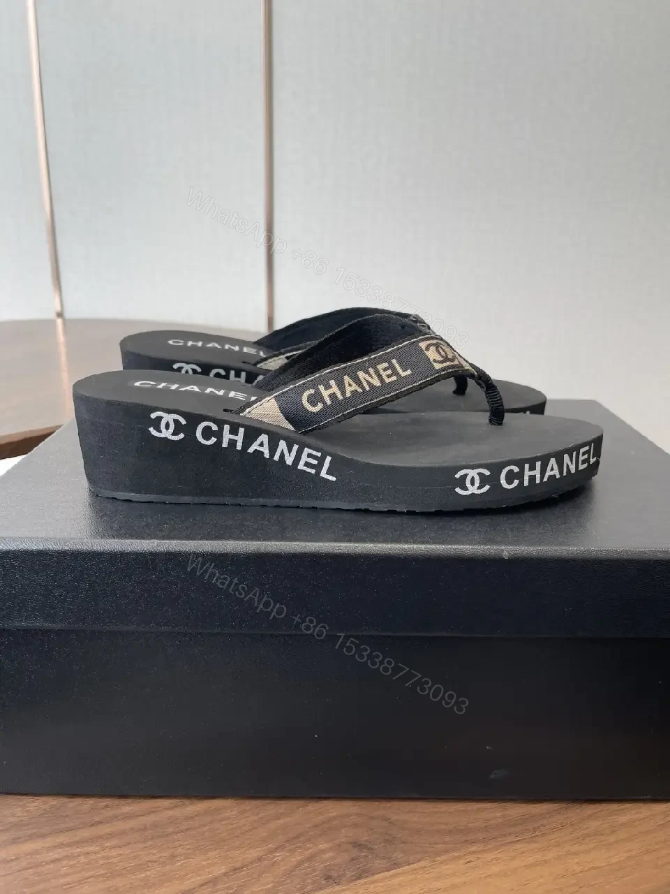 View 3 of Black Synthetic Ribbon Sandals - Luxe, Comfortable, Minimalist Slip-On