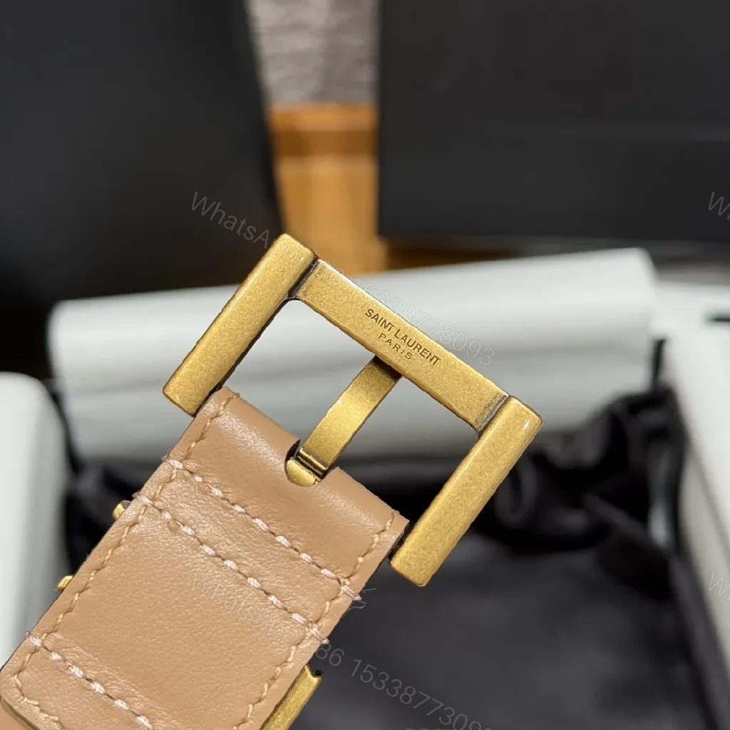 View 7 of Chic Leather Belt with Gold-Tone Hardware Belt