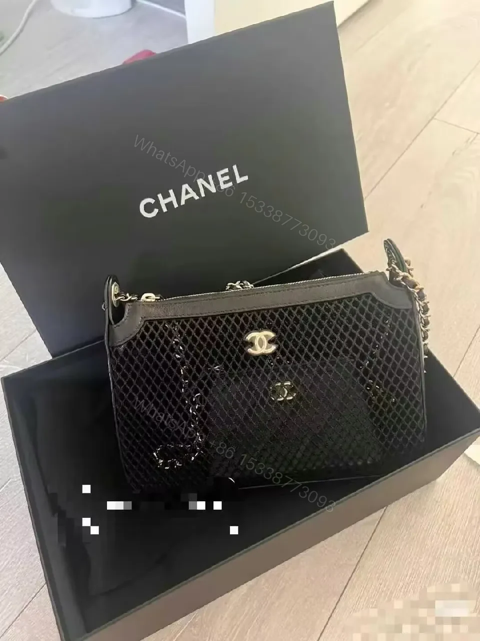 View 3 of Net-Texture Bag + Cardholder: Luxe, Durable, Modern Crossbody